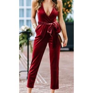 Express velvet jumpsuit NWT